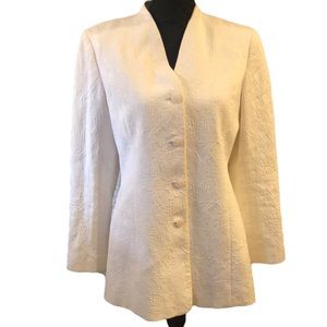 TALBOTS EMBOSSED BLAZER JACKET WINTER WHITE SIZE 8